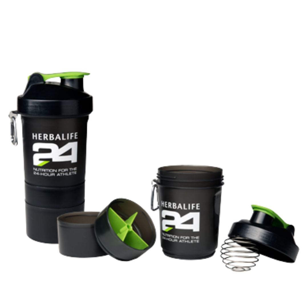 En svart supershaker med Herbalife H24-logo.