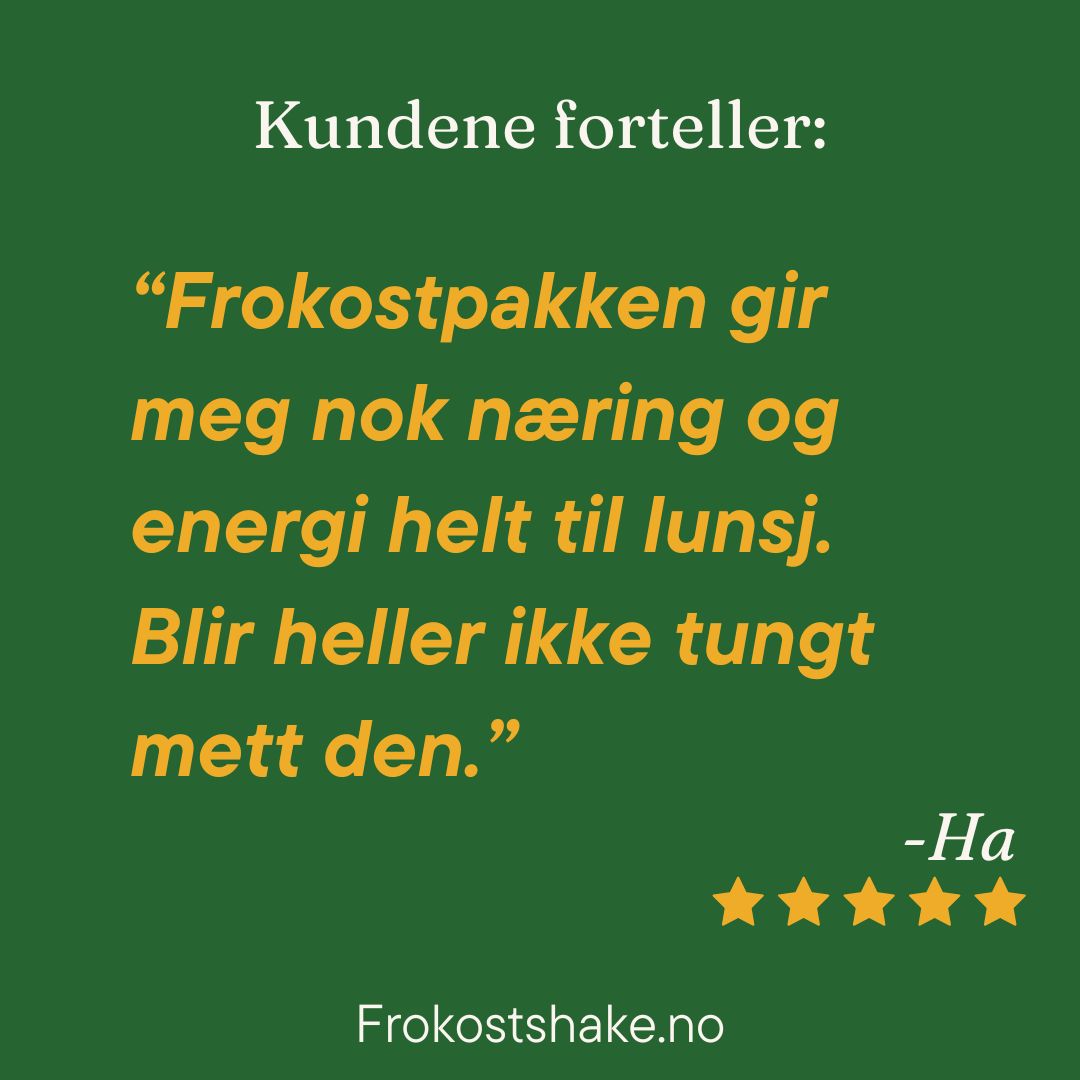 Ha som fornøyd Herbalife-kunde forteller: Frokostpakken gir meg nok næring og energi til lunsj. Blir heller ikke tungt mett av den.