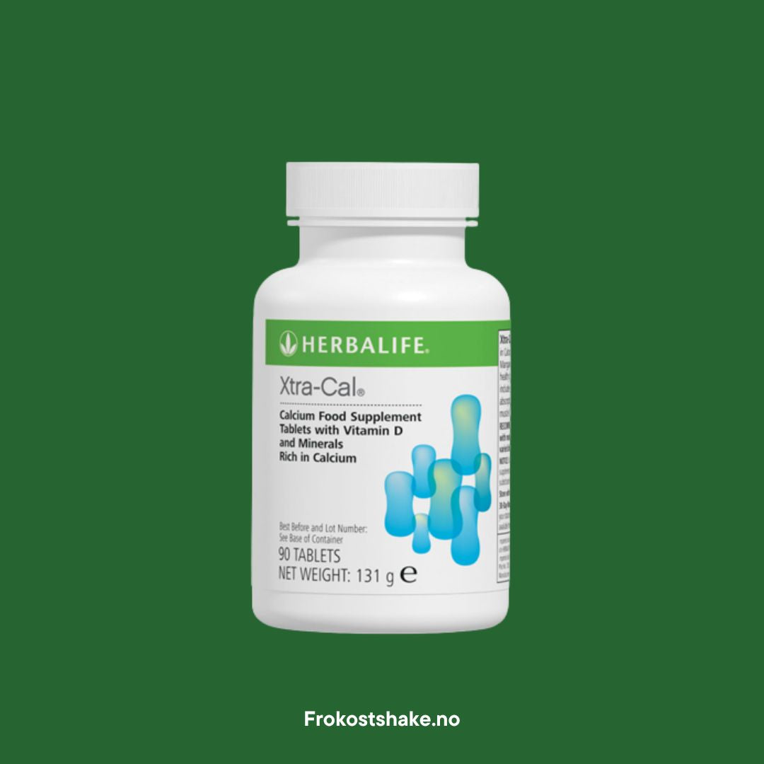 En boks Herbalife Xtra-Cal magnesium- og kalsium kosttilskudd. Frokostshake.no