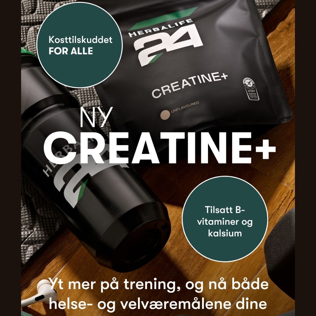 Herbalife24 Creatine+ poseres som nytt kosttilskudd i H24-serien. Fremhever at det er et rent kreatin monohydrat tilpasset aktive kvinner og menn.