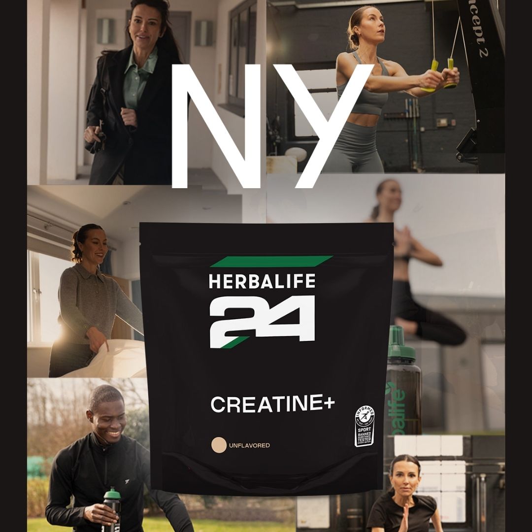 En nærbilde av posen Herbalife24 Creatine+, et vegansk og glutenfritt kreatin monohydrat uten smakstilsetning.