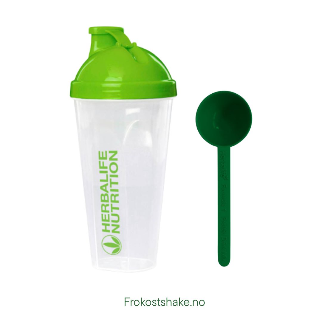 Shaker og måleskje til Herbalife-shake og proteindrinkmiks PDM.
