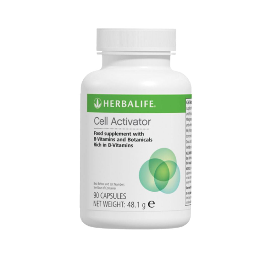 En boks Herbalife Cell Activator B-vitamintilskudd.
