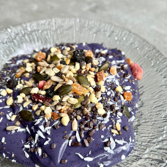 Blåbær-sjokolade-smoothiebowl