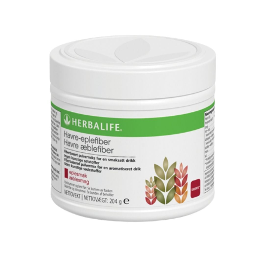 En boks Herbalife Nutrition Havre-eplefiberdrikk kosttilskudd med fiber og eplesmak.