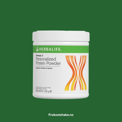 En boks Herbalife Formula 3 Personlig proteinpulver. Frokostshake.no.