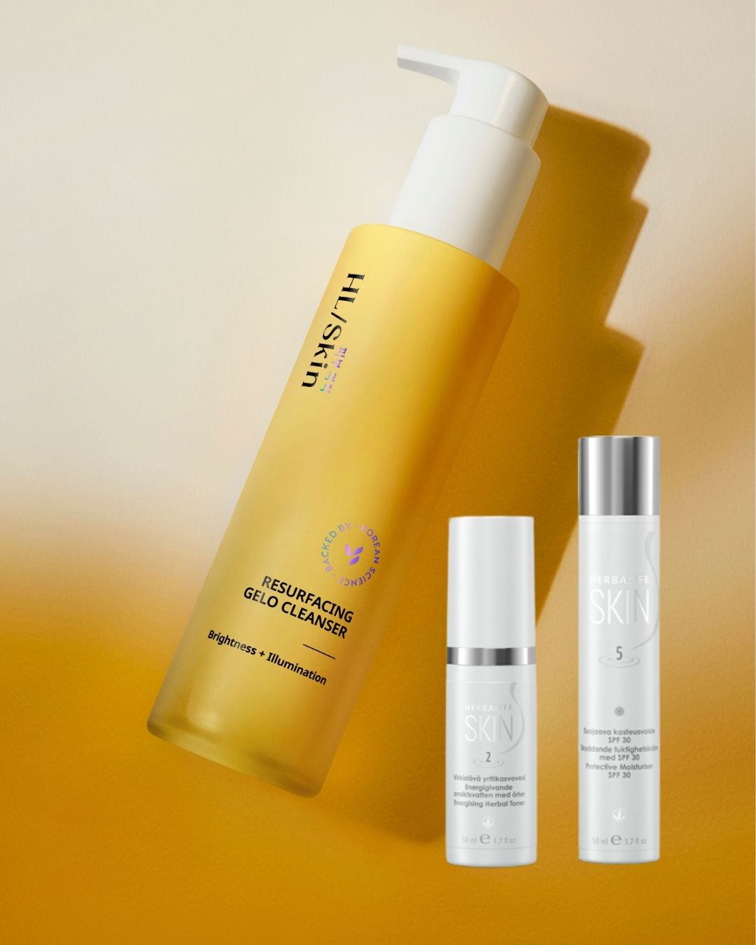 HL/Skin hudpleiepakke med cleanser, toner og dagkrem SPF30 fra Herbalife.