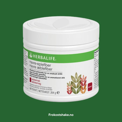 En boks Herbalife Havre-eplefiberdrikk kosttilskudd med fiber og eplesmak. Frokostshake.no