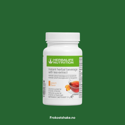 En boks Herbalife Instant Peach urtekonsentrat te med ferskensmak, 51 gram. Frokostshake.no