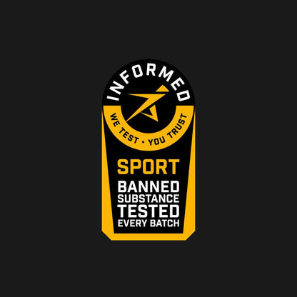 Bilde med logoen til Informed Sport hvor det står “We test, you trust. Banned substance tested every batch”.