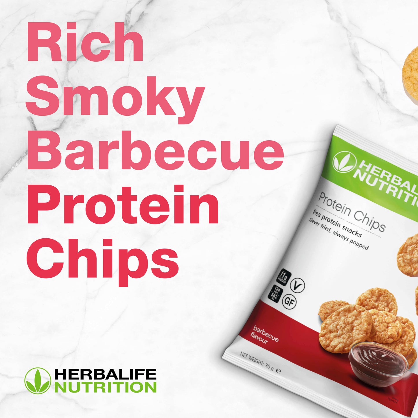 Herbalife proteinchips barbeque - proteinrik snacks - 10 i pakken