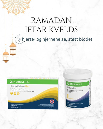 Ramadan iftar kvelds med Herbalife Herbalifeline Max omega-3 og Niteworks for hjerte- og hjernehelse