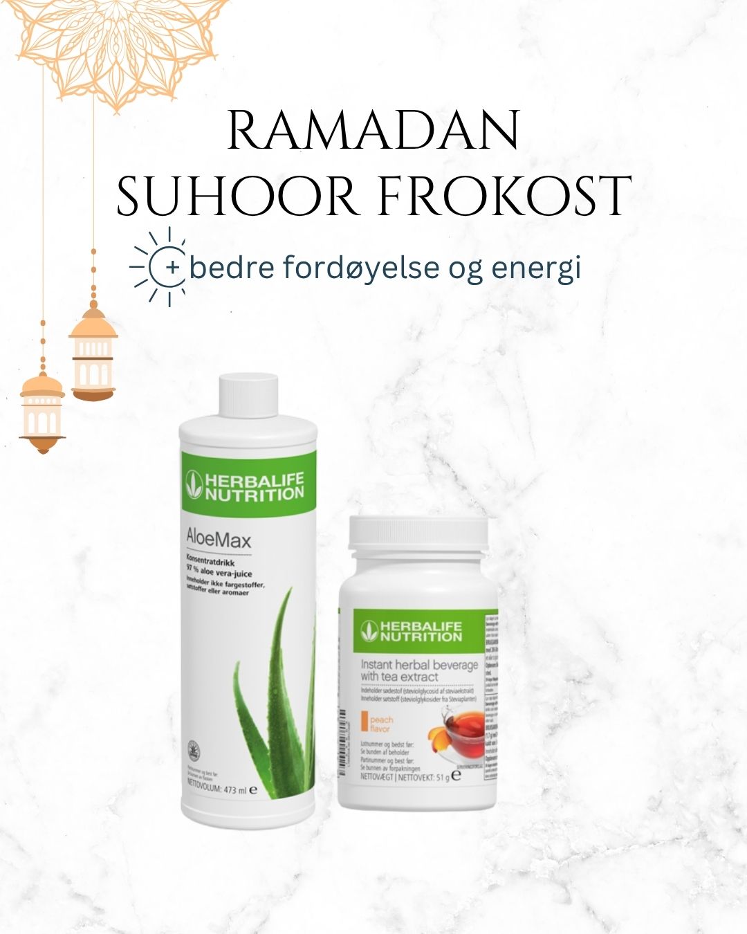 Ramadan suhoor frokost med Herbalife AloeMax og urtete for bedre fordøyelse og energi