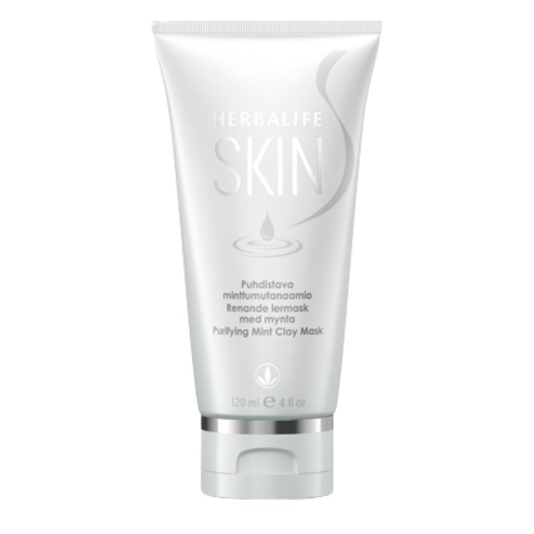 En tube Herbalife SKIN Purifying Mint Clay Mask grønn ansiktsmaske. 