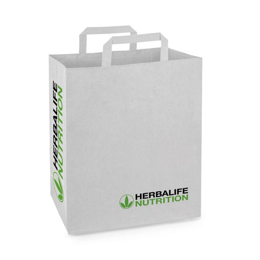 En papirpose med Herbalife Nutrition-logo foran og på siden. 