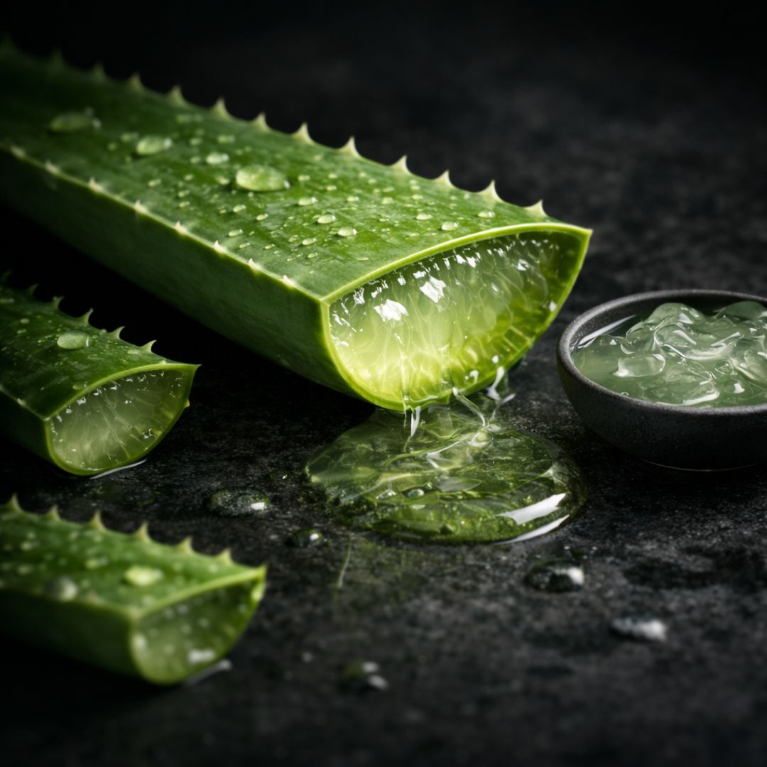 Ferske aloe vera-blader som illustrerer aloe vera som hudpleieingrediens