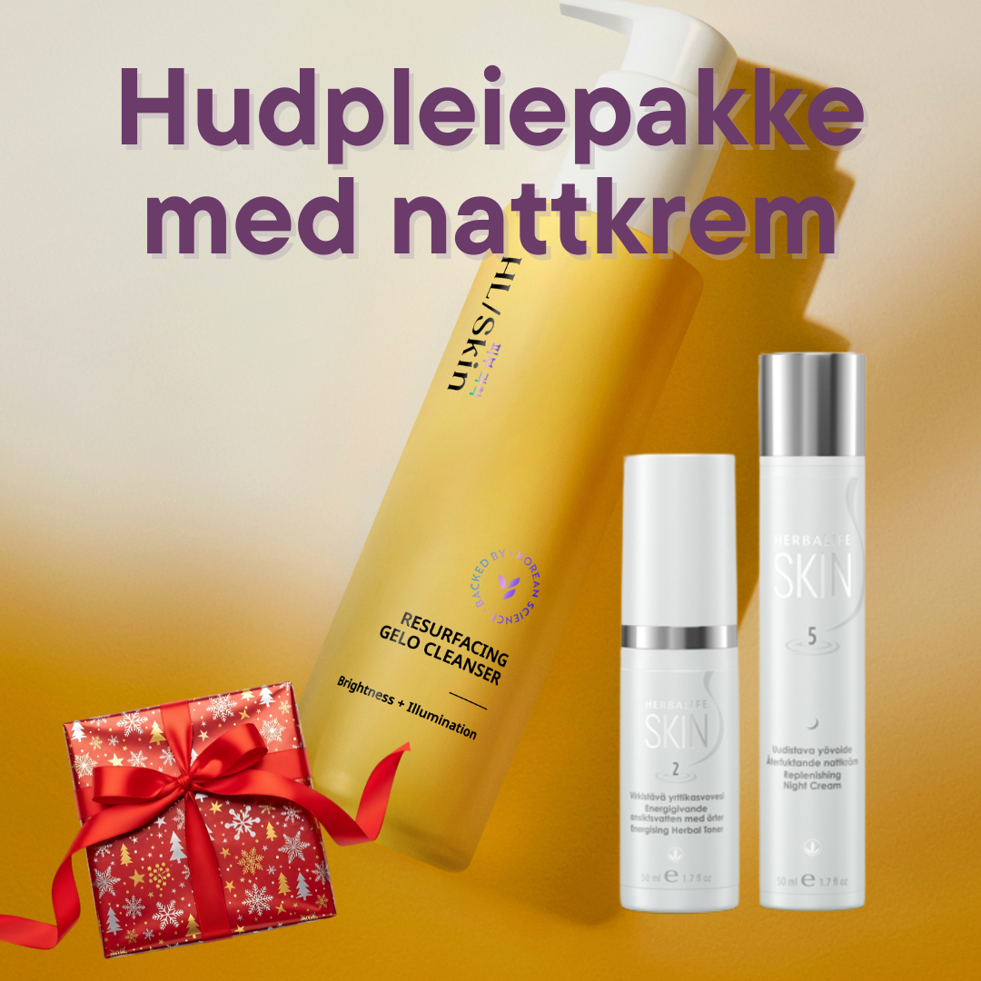 Hudpleiepakke med rens, ansiktsvann, nattkrem