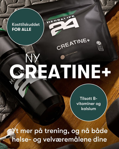 Herbalife24 Creatine+ poseres som nytt kosttilskudd i H24-serien. Fremhever at det er et rent kreatin monohydrat tilpasset aktive kvinner og menn.