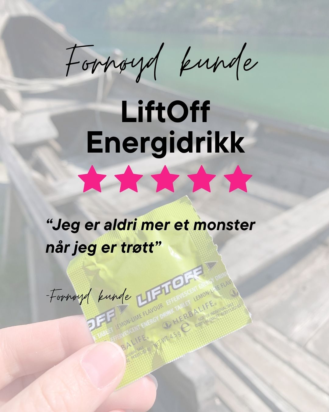 Kundeomtale av Herbalife Liftoff med 5 stjerner.