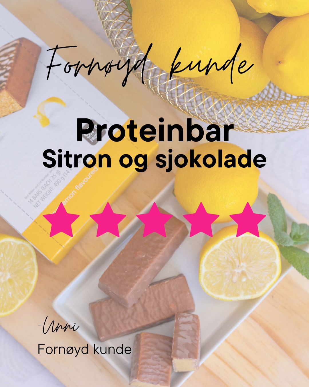 Kundeomtale av Herbalife sitron proteinbar med 5 stjerner.